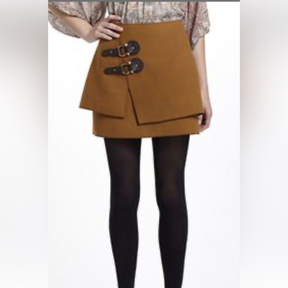 Anthro/Meadow Rue Deep Camel Layered Mini Skirt - Picture 2 of 9
